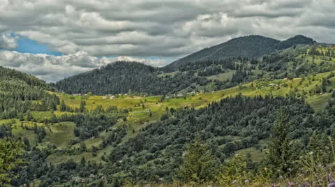 The movement of clouds high in the Carpathian Mountains (Timelapse) HDR Stock Footage 26127857