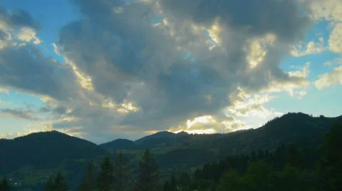 The movement of clouds high in the Carpathian Mountains (Timelapse) Stock Footage 36973188