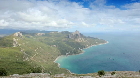 Movement of the clouds on the mountain bay Laspi. Stock Footage 32503121