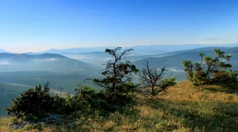 Movement of the clouds on the mountain. Cave city Tepe-Kerman Stock Footage 33249313