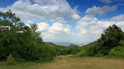 Movement of the clouds on the mountain. Cave city Tepe-Kerman,  Stock Footage 33250140