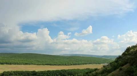 Movement of the clouds on the mountain. Cave city Bakla, Crimea,  Stock Footage 40264372