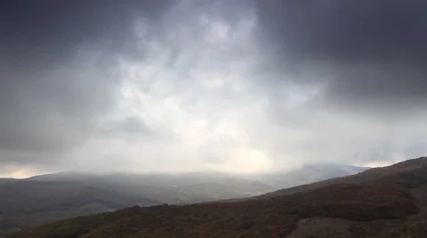 Movement of the clouds on the mountain Demerdji. Alushta, Crimea, Russia Stock Footage 40301593