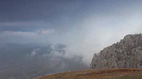 Movement of the clouds on the mountain Demerdji.  Stock Footage 32271939