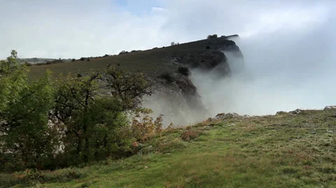 Movement of the clouds on the mountain Merdven-Kayasy.  Stock Footage 32503204