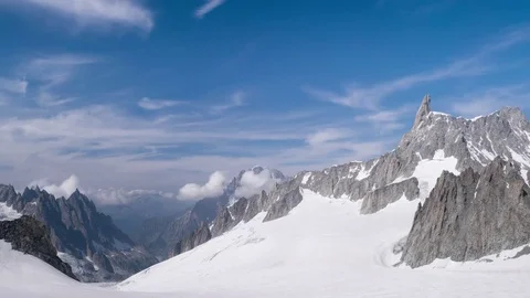 Movement of the clouds on the mountain range near the Mont Blanc Stock Footage 80441702