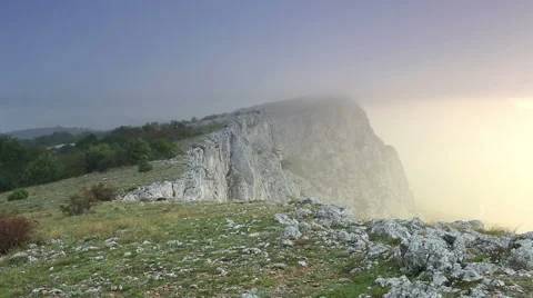Movement of the clouds on the mountains Ai-Petri, Alupka. Crimea, Russia  Stock Footage 42685336
