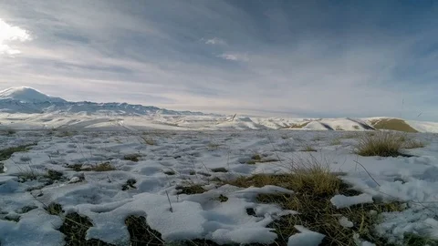 Movement of the clouds on the mountains Elbrus, Northern Caucasus, Russia. .. Stock Footage