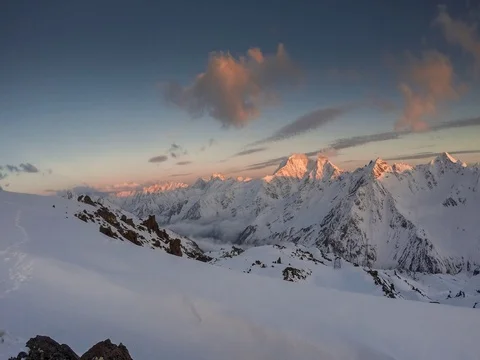 Movement of the clouds on the mountains Elbrus, Northern Caucasus, Russia. Stock Footage 81333012