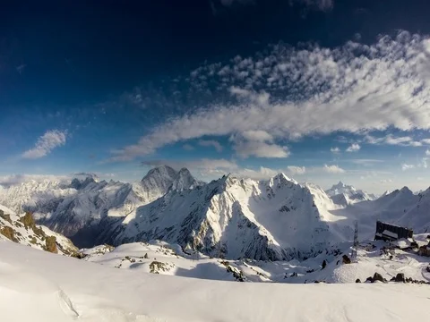 Movement of the clouds on the mountains Elbrus, Northern Caucasus, Russia. Stock Footage 81333085