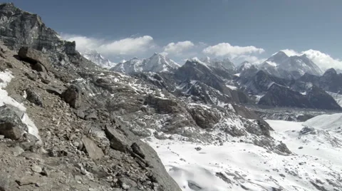 Movement of the clouds on the mountains Everest, Renjo Pass. Himalayas, Nepal Stock Footage 40570945