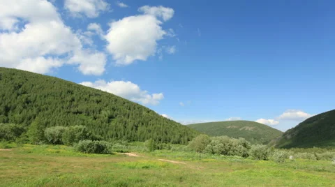 Movement of the clouds on the mountains Kuznetsky Alatau, Republic of Khakassia, Stock Footage 59792323