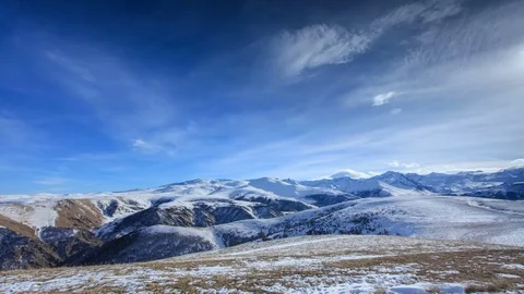 Movement of the clouds on the mountains, Northern Caucasus, Russia. FULL HD Stock Footage