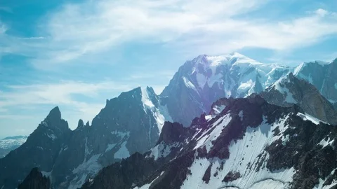 Movement of the clouds on the mountains range near the Mont Blanc, 4K timelapse 動画素材 73018622