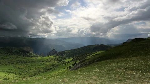 Movement of clouds in the mountains Western Caucasus, Republic of Adygea, Rus Stock Footage 105753178
