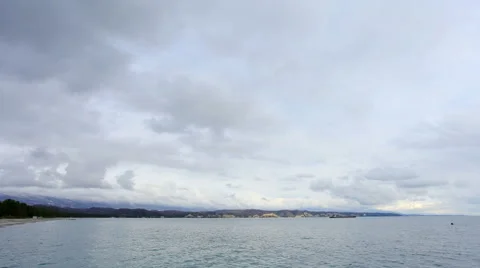 Movement of the clouds over the Black Sea. Pitsunda, Abkhazia Stock Footage 58970879