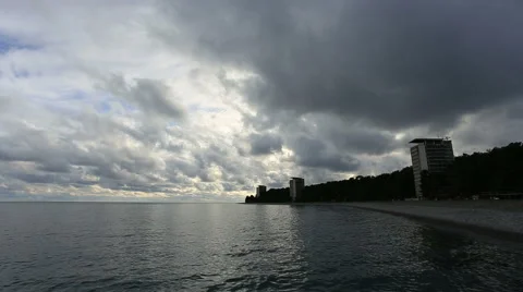 Movement of the clouds over the Black Sea. Pitsunda, Abkhazia, Full HD Video stock 59133993