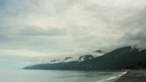 Movement of the clouds over the Black Sea. Gagra, Abkhazia, Full HD Stock Footage 95264347