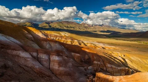 Movement of clouds over the desert mountains Stock Footage 66255493