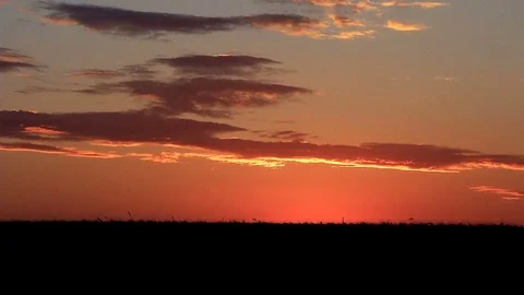 The movement of clouds over the field after sunset. Stock Footage 75863286