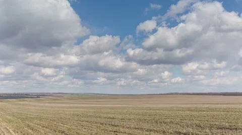 The movement of clouds over the fields of wheat in the vast steppes of the Don. Stock Footage 61567685