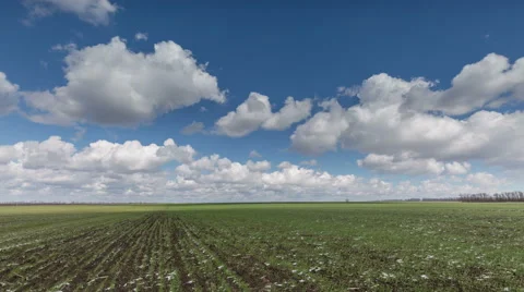 The movement of clouds over the fields of wheat in the vast steppes of the Don. Stock Footage 61568417