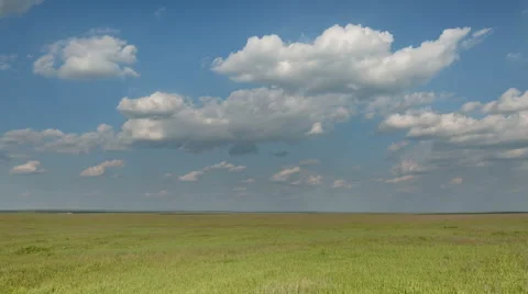 The movement of clouds over the fields of wheat in the vast steppes of the Don Stock Footage 63165985