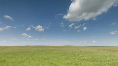 The movement of clouds over the fields of wheat in the vast steppes of the Don. Stock Footage 63166284