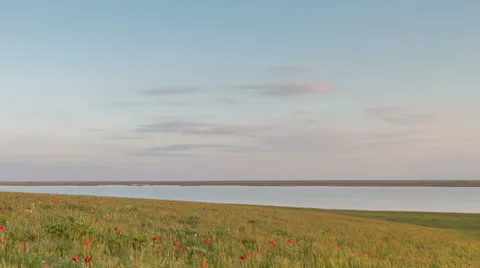 The movement of clouds over the fields of wheat in the vast steppes of the Don Stock Footage 63204709