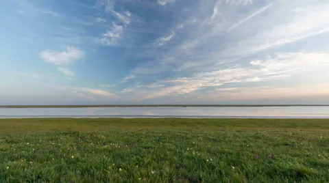The movement of clouds over the fields of wheat in the vast steppes of the Don Stock Footage 63207504
