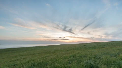 The movement of clouds over the fields of wheat in the vast steppes of the Don Stock Footage 63208423