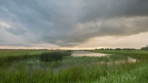 The movement of clouds over the fields of wheat in the vast steppes of the Don. Stock Footage 63854125