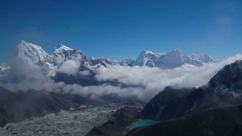 The movement of clouds over the highland valley in the Himalayas. Stock Footage 83308039