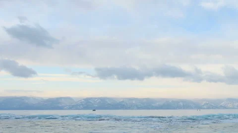 Movement of the clouds over the Lake Baikal. Lake Baikal, Irkutsk region, Russia Stock Footage 64932956
