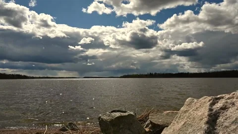 Movement of clouds over Lake Tuusula in Finland Stock Footage 194143832