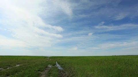 Movement of clouds over the meadow. Kochenevo, Novosibirsk Region, Russia Stock Footage 59198138