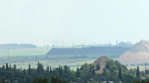 Movement of the clouds over the mine slagheap, timelapse Stock Footage 11313621