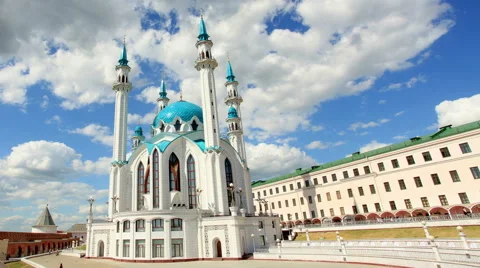 Movement of the clouds over the mosque Kul-Sharif. Kazan, Republic of Tatarstan, Stock Footage 56694808