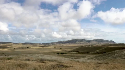 Movement of clouds over Mount Meganom, hills and valley. Crimea Stock Footage 155248319