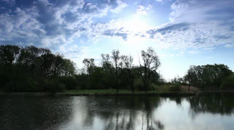 Movement of clouds over the river Black Stallion.  Video stock 23541791