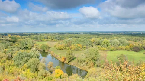 Movement of clouds over the river Seversky Donets. Donetsk region, Novorossia Stock Footage 41895992