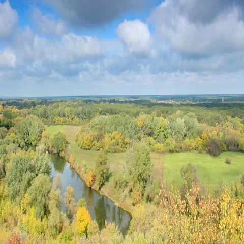 Movement of clouds over the river Seversky Donets. Donetsk region,  Stock Footage 69539439