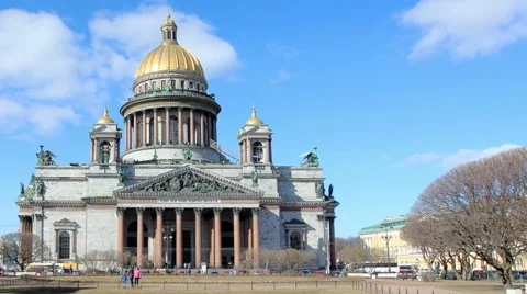 Movement of clouds over St. Isaac's Cathedral in St. Petersburg on march 2015,  Stock Footage 48686626