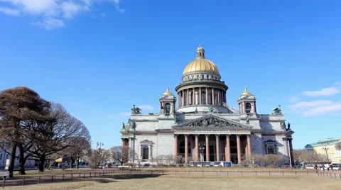 Movement of clouds over St. Isaac's Cathedral in St. Petersburg on march 2015,  Stock Footage 48686722