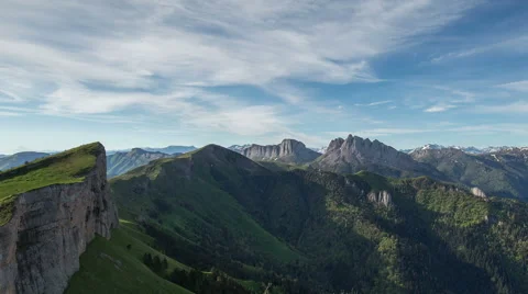 Movement of clouds over the summer slopes of Caucasus Mountains Stock-Footage 67267214