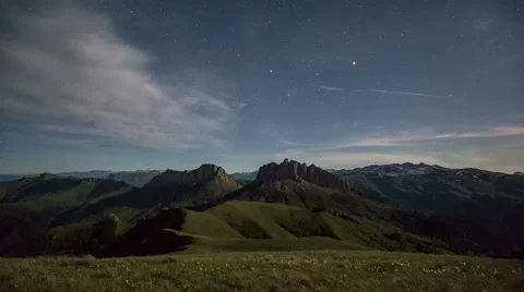 Movement of clouds over the summer slopes of Caucasus Mountains Stock Footage 67269155