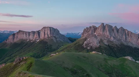 Movement of clouds over the summer slopes of Caucasus Mountains Video stock 67269273