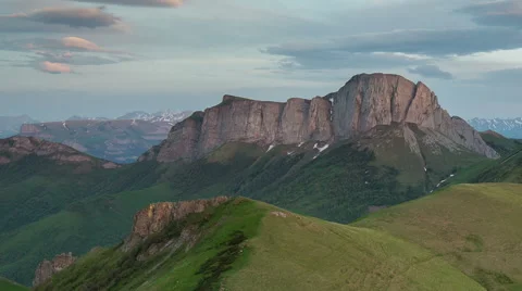 Movement of clouds over the summer slopes of Caucasus Mountains 스톡 동영상 67306882