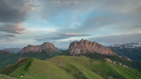 Movement of clouds over the summer slopes of Caucasus Mountains 動画素材 67307069