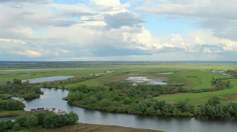 Movement of clouds on the river Kama. Elabuga, Republic of Tatarstan, Russia Video stock 56927808